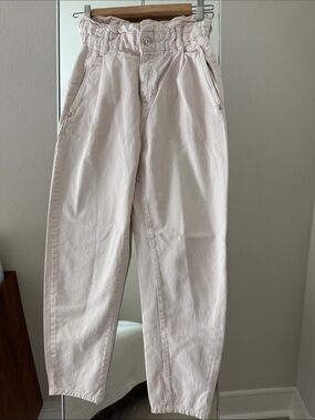 Zara High-Waist Paperbag Trousers - Light Blush Pink SZ 2